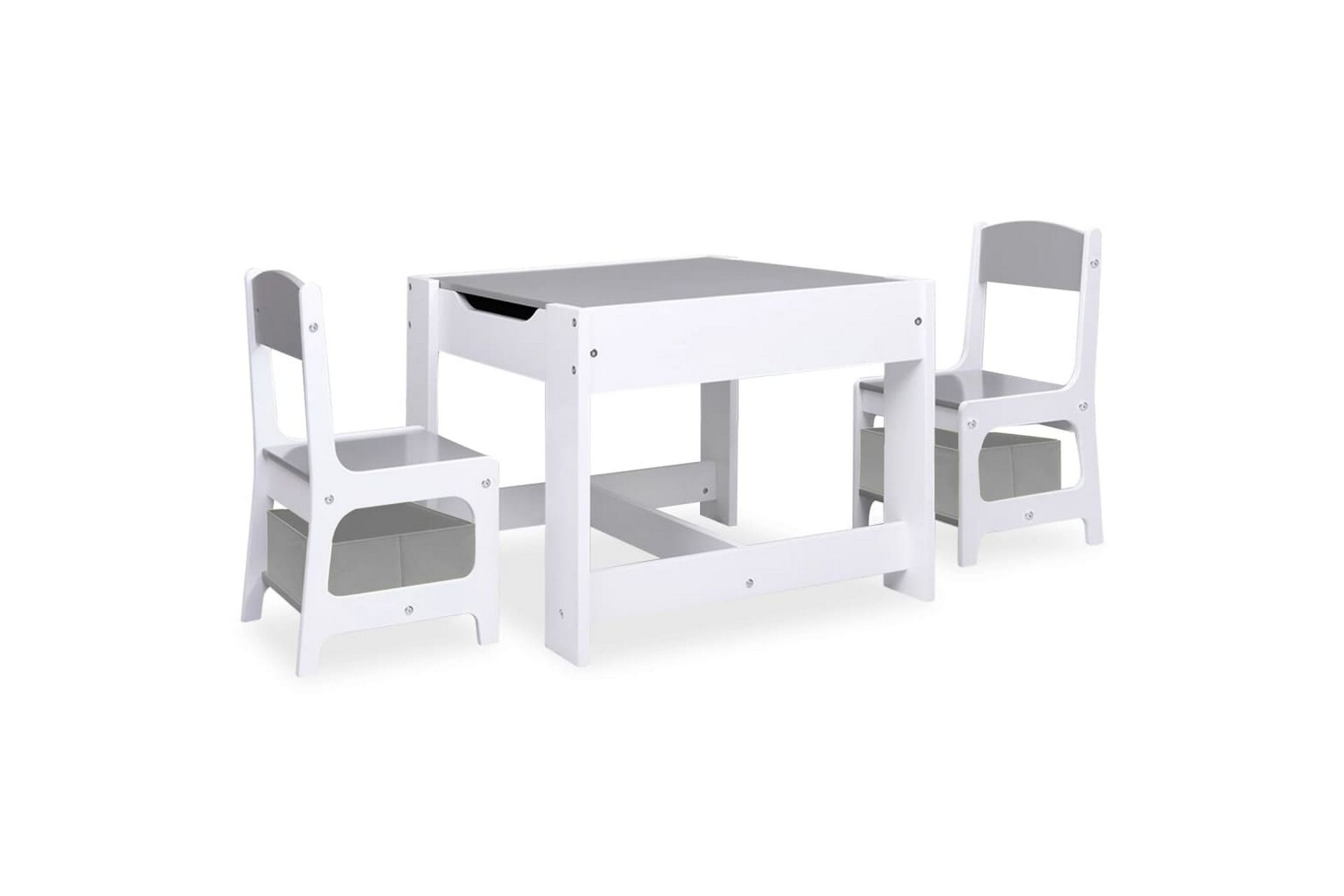 Barnebord med 2 stoler hvit MDF - Hvit - Møbler - Barnemøbler - Barnebord