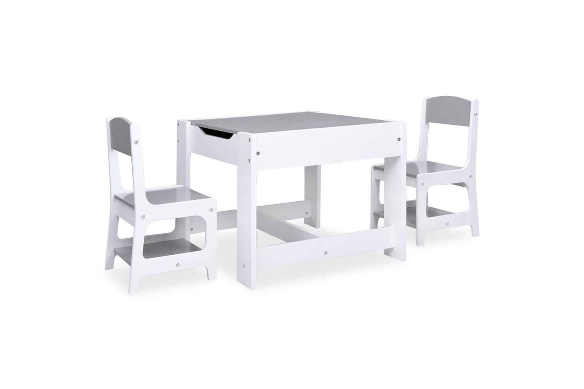Barnebord med 2 stoler hvit MDF - Hvit - Møbler - Barnemøbler - Barnebord