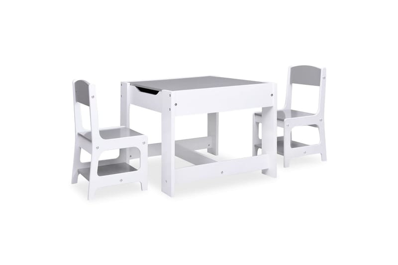 Barnebord med 2 stoler hvit MDF - Hvit - Møbler - Barnemøbler - Barnebord