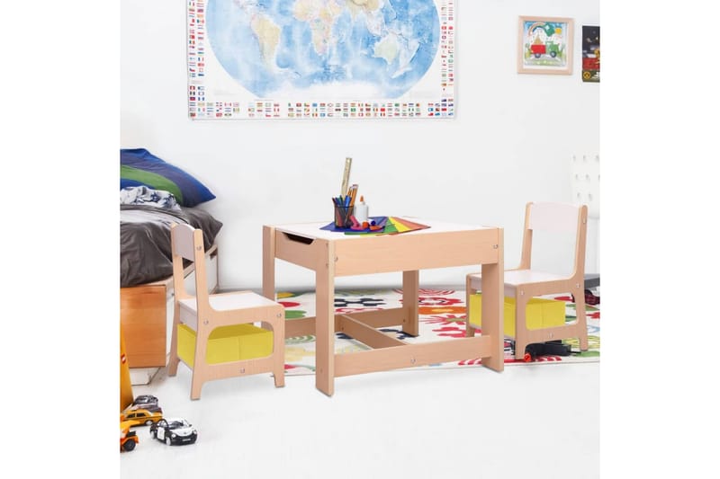 Barnebord med 2 stoler MDF - Brun - Møbler - Barnemøbler - Barnebord
