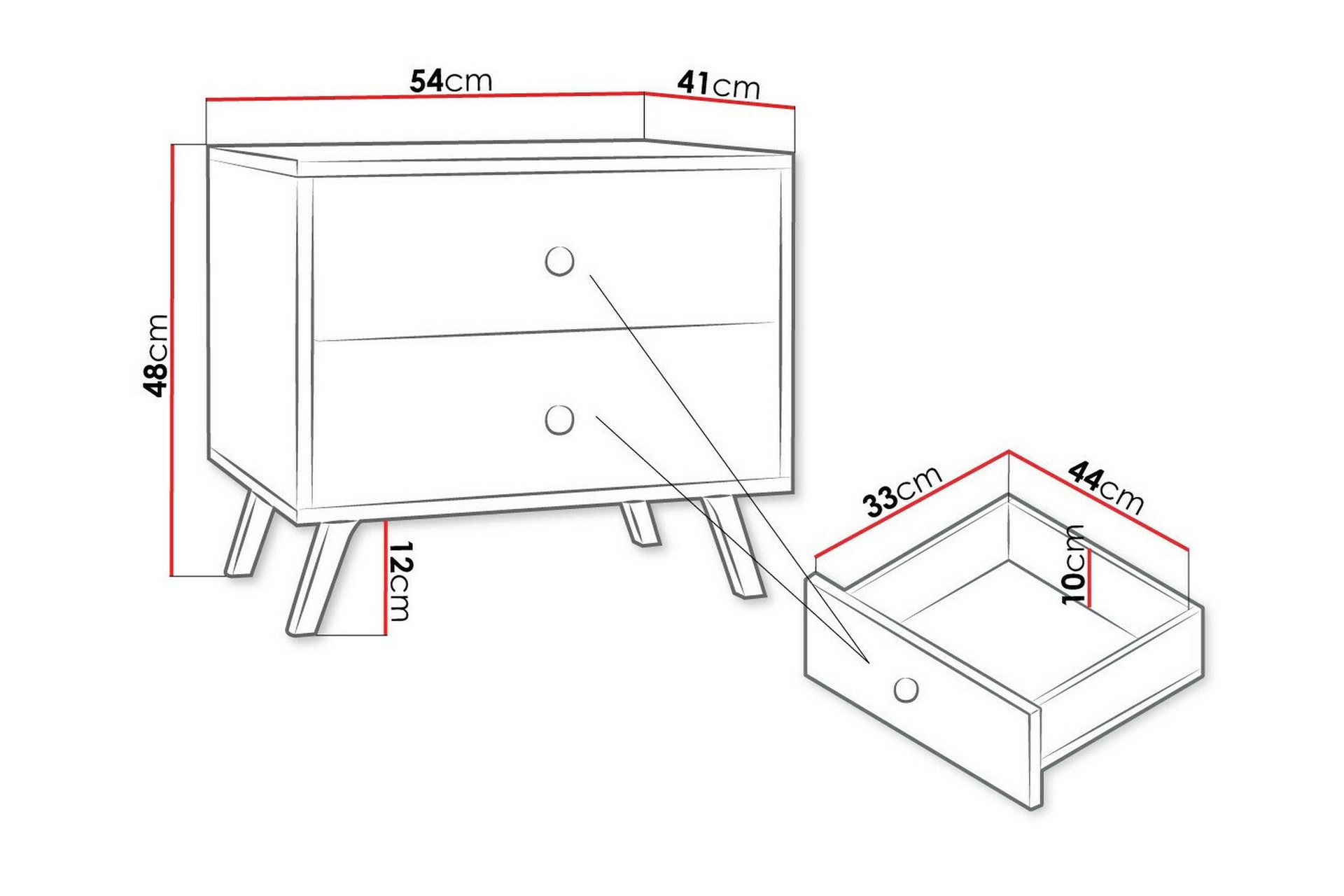 Emyvale Barnsengbord 48 cm - Hvid - Møbler - Barnemøbler - Barnebord - Nattbord barn