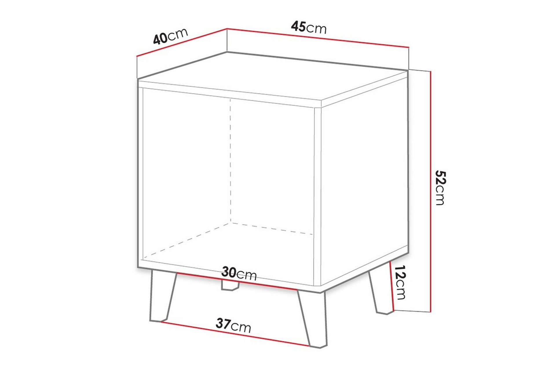 Juniskär Barnesengebord 52 cm - Svart - Møbler - Barnemøbler - Barnebord - Nattbord barn