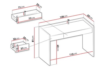 Rathmore Barneskrivebord 74 cm - Grå - Møbler - Barnemøbler - Barnebord - Skrivepult barn