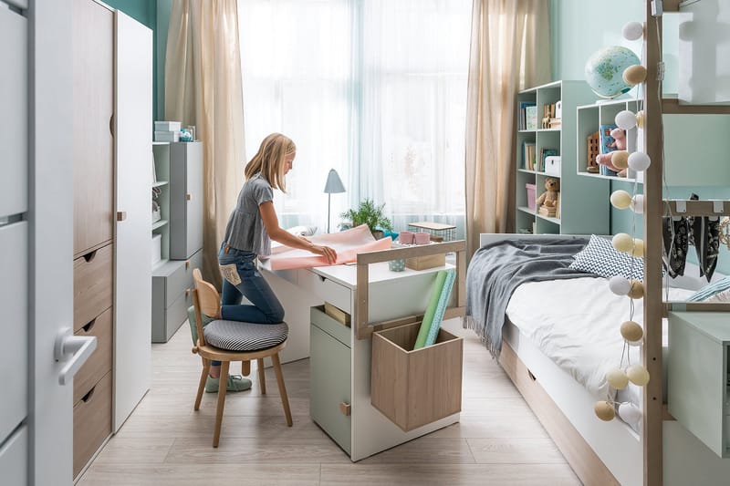 Stige Skrivebord 120 cm Hvit/Tre/Natur - Hvit/Tre/natur - Møbler - Barnemøbler - Barnebord - Skrivepult barn