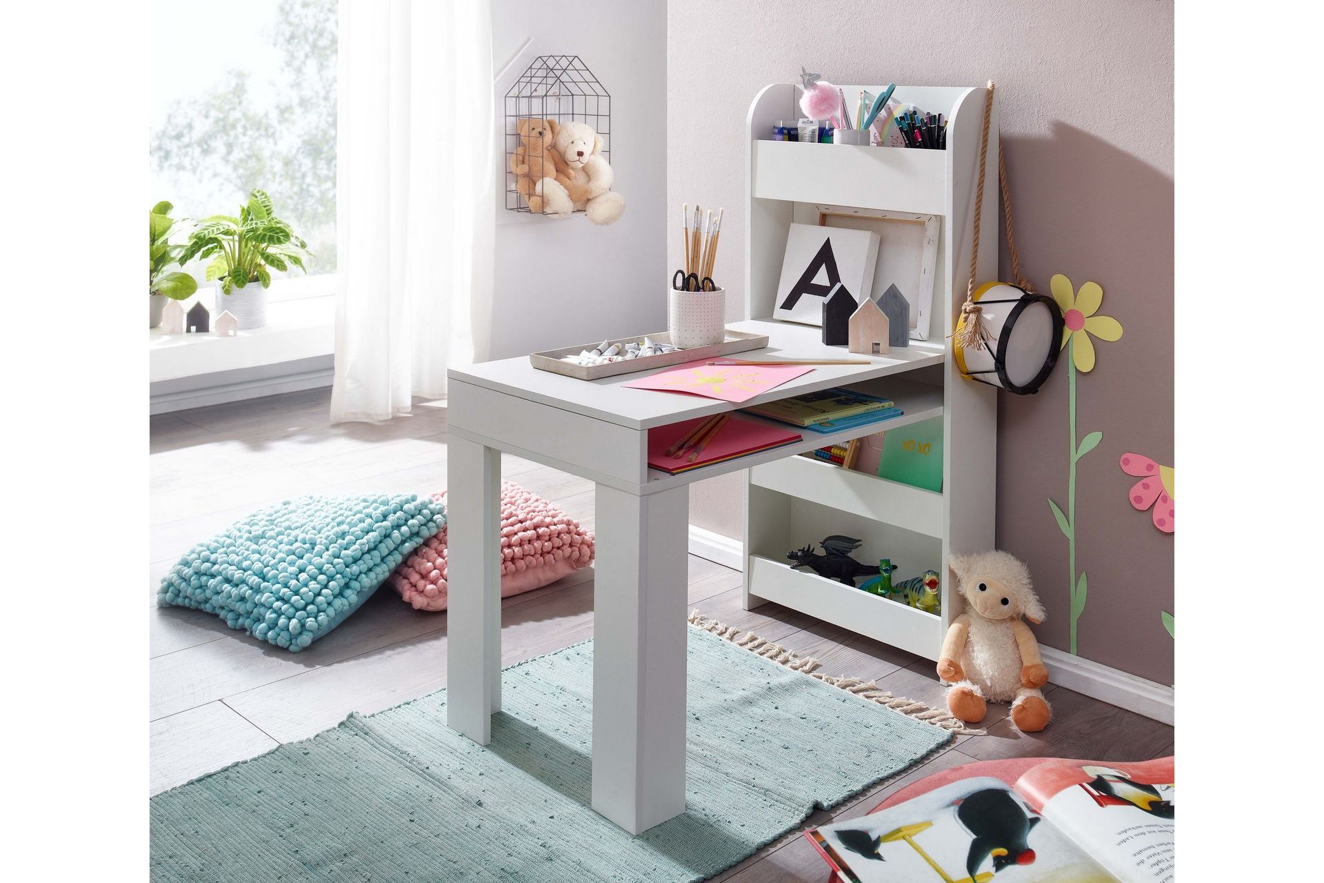 Wilhem Barneskrivebord 90 cm Rektangulær - Hvit - Møbler - Barnemøbler - Barnebord - Skrivepult barn