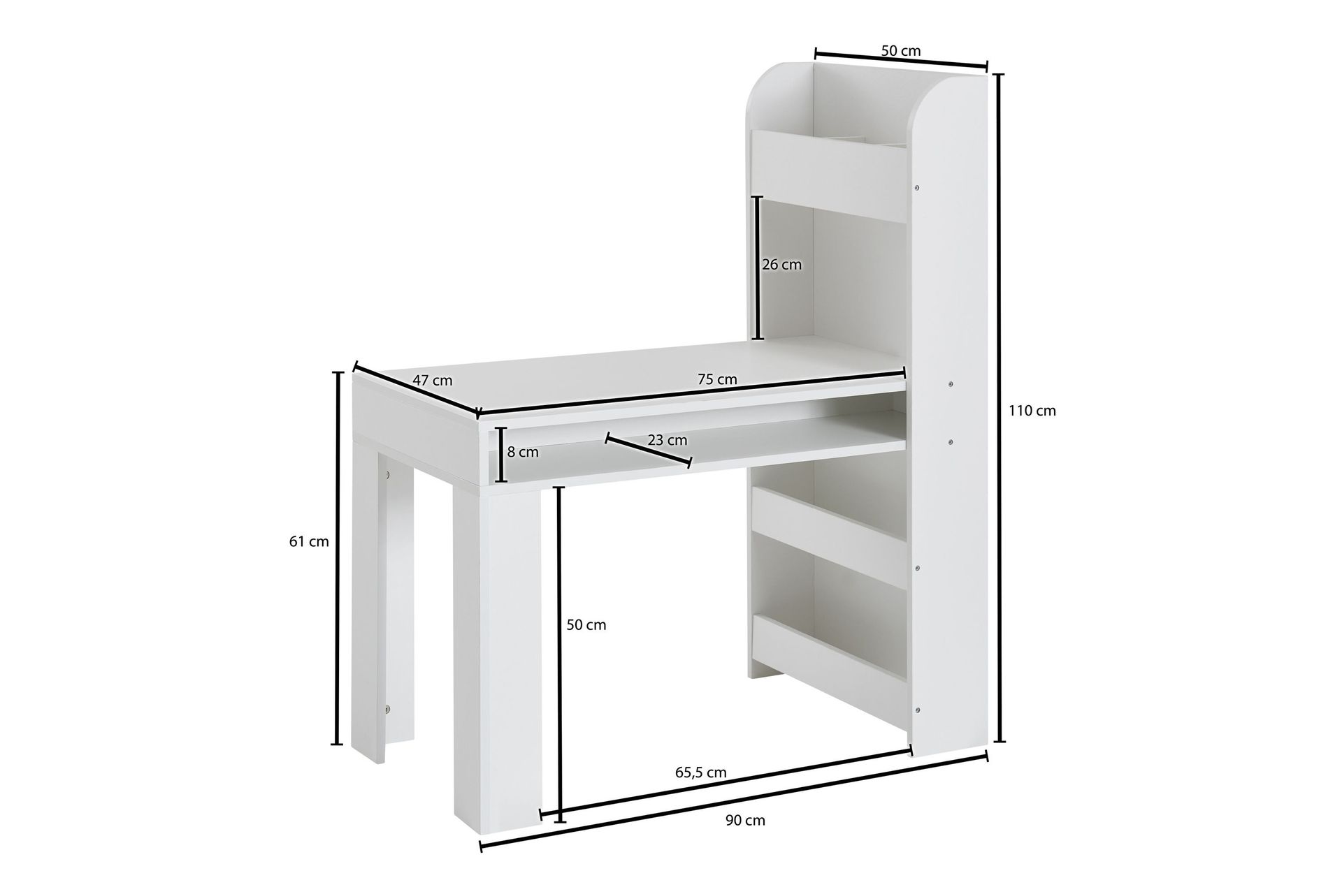 Wilhem Barneskrivebord 90 cm Rektangulær - Hvit - Møbler - Barnemøbler - Barnebord - Skrivepult barn