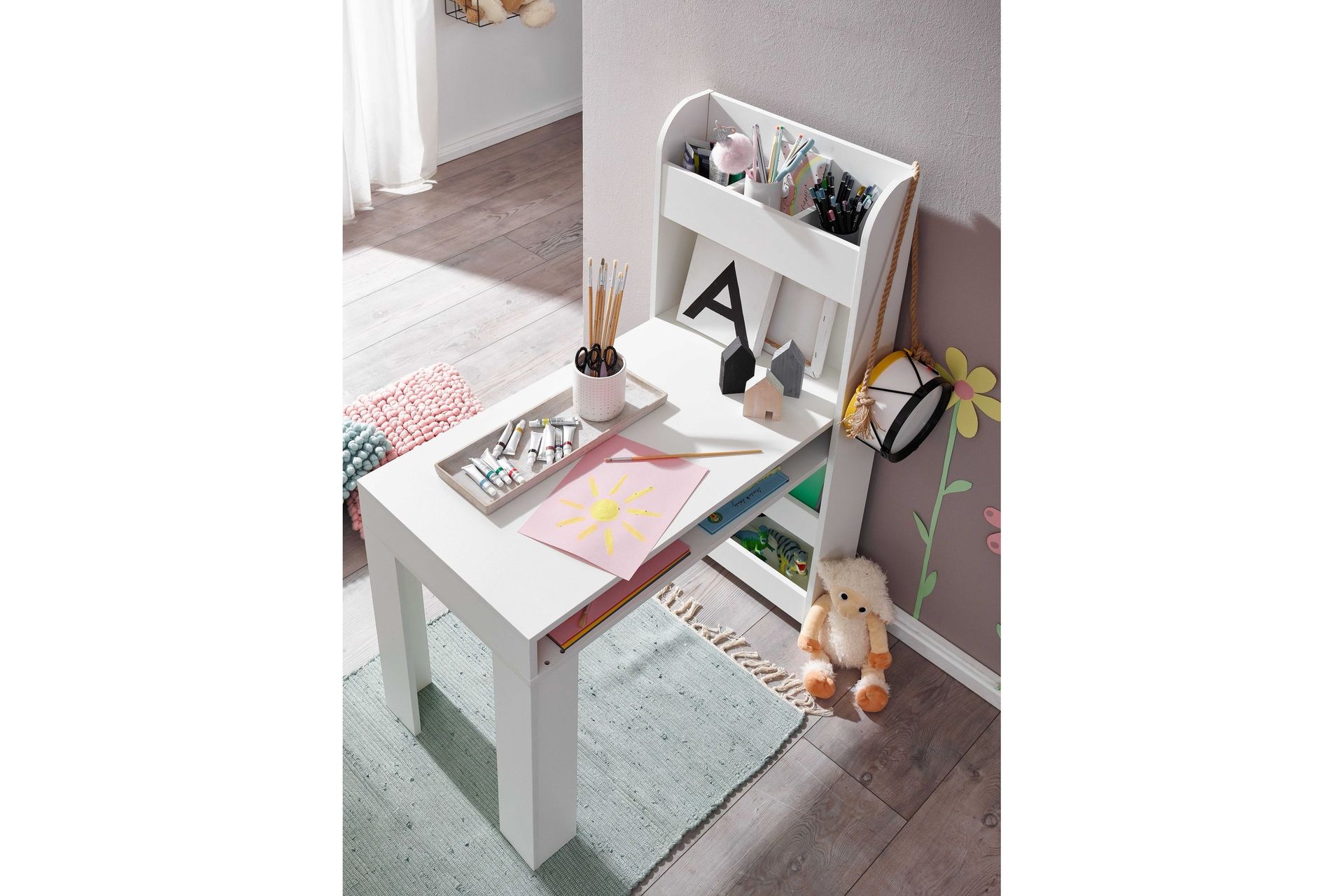 Wilhem Barneskrivebord 90 cm Rektangulær - Hvit - Møbler - Barnemøbler - Barnebord - Skrivepult barn