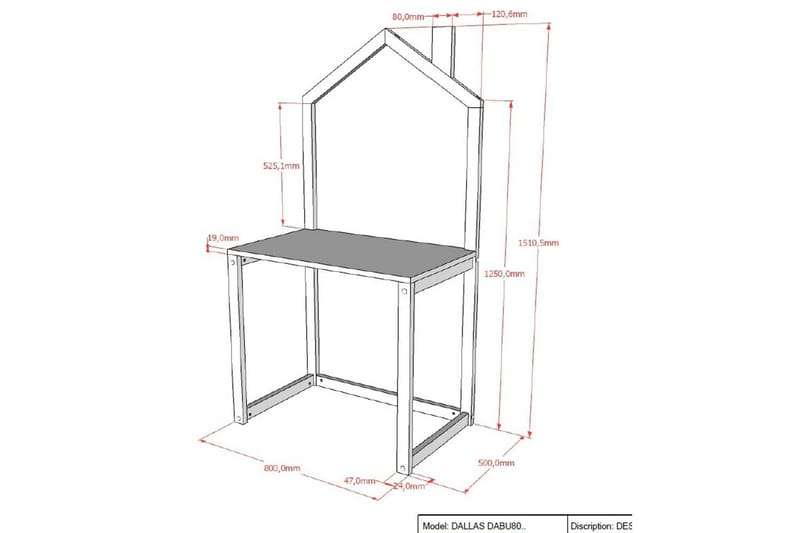 Skrivebord Dallas Antrasitt - Antrasitt - Møbler - Barnemøbler - Barnebord - Skrivepult barn