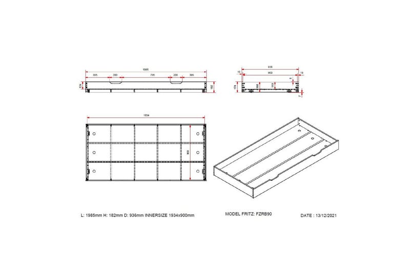UnderBed Fritz Naturlig - Naturlig - Møbler - Barnemøbler - Barnebord - Nattbord barn
