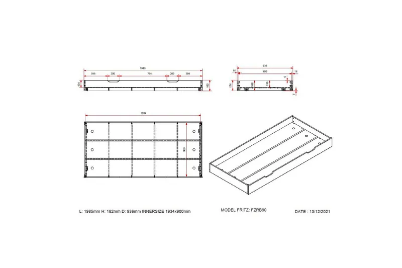 UnderBed Fritz Naturlig - Naturlig - Møbler - Barnemøbler - Barnebord - Nattbord barn