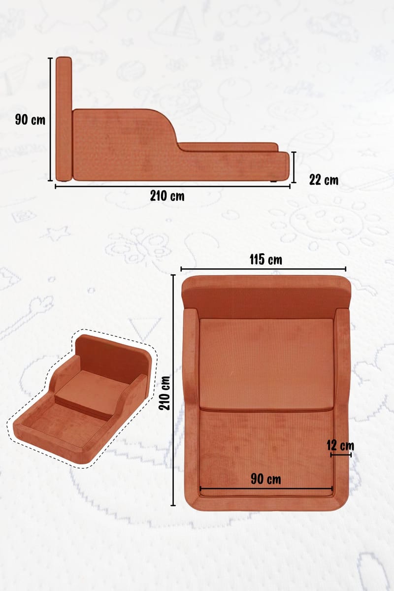 Barneseng Atelier Del Sofa Funbed Double (115 x 90 x 210 cm) Beige - Beige - Møbler - Barnemøbler - Barneseng & Juniorseng