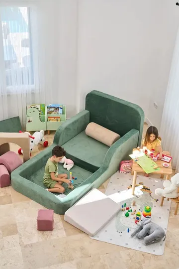 Barneseng Atelier Del Sofa Funbed Enkel (90 x 90 x 210 cm) Grønn - Grønn - Møbler - Barnemøbler - Barneseng & Juniorseng