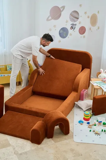 Barneseng Atelier Del Sofa Funbed Enkel (90 x 90 x 210 cm) Tile Red - Tile Red - Møbler - Barnemøbler - Barneseng & Juniorseng