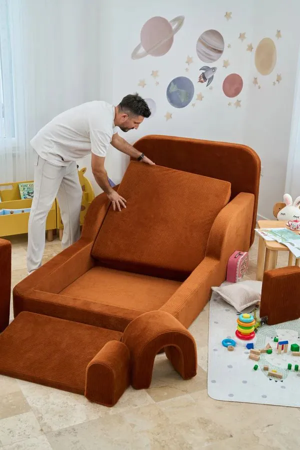Barneseng Atelier Del Sofa Funbed Enkel (90 x 90 x 210 cm) Tile Red - Tile Red - Møbler - Barnemøbler - Barneseng & Juniorseng