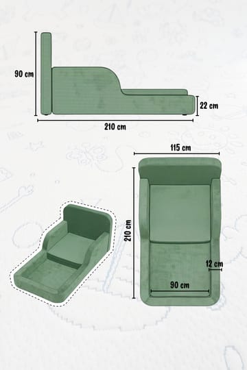 Barneseng Atelier Del Sofa Funbed Enkel (90 x 90 x 210 cm) Tile Red - Tile Red - Møbler - Barnemøbler - Barneseng & Juniorseng