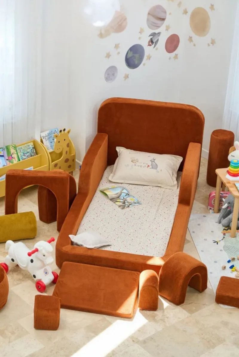 Barneseng Atelier Del Sofa Funbed Enkel (90 x 90 x 210 cm) Tile Red - Tile Red - Møbler - Barnemøbler - Barneseng & Juniorseng