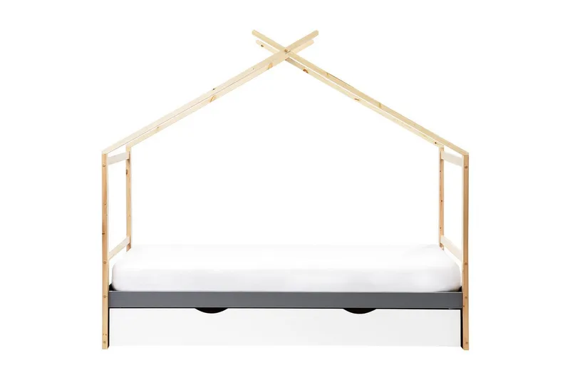 Barneseng Orgeval - Grå, lyst treverk, hvit - Møbler - Barnemøbler - Barneseng & Juniorseng - Husseng