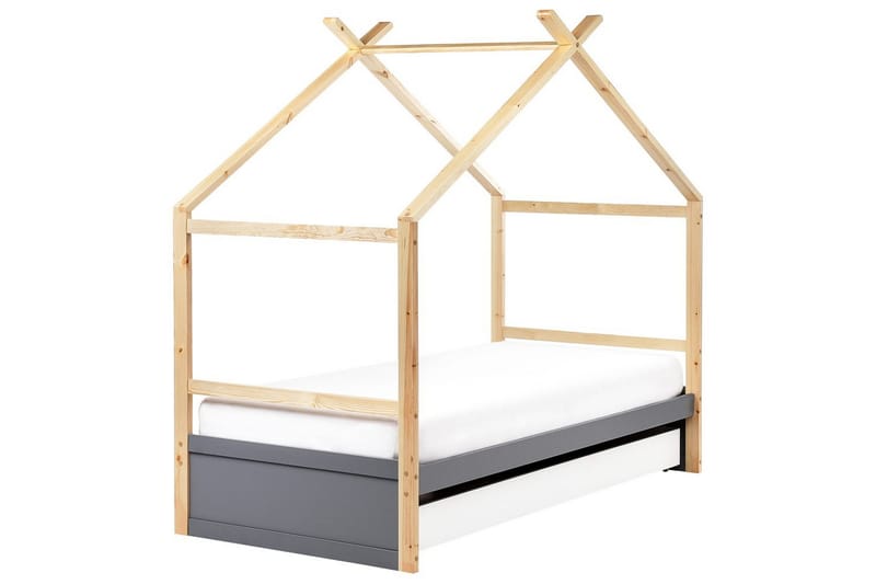 Barneseng Orgeval - Grå, lyst treverk, hvit - Møbler - Barnemøbler - Barneseng & Juniorseng - Husseng