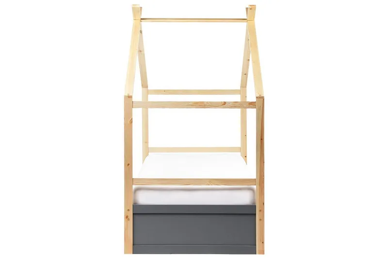 Barneseng Orgeval - Grå, lyst treverk, hvit - Møbler - Barnemøbler - Barneseng & Juniorseng - Husseng