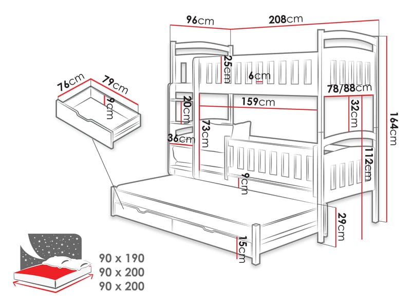 Blankana Køyeseng to soveplasser 90x200 cm - Beige - Møbler - Barnemøbler - Barneseng & Juniorseng - Køyeseng barn