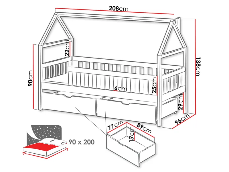 Claven Hussäng 96x208 cm - Beige - Møbler - Barnemøbler - Barneseng & Juniorseng - Husseng