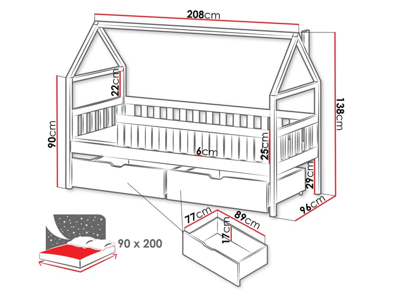 Claven Hussäng 96x208 cm - Beige - Møbler - Barnemøbler - Barneseng & Juniorseng - Husseng