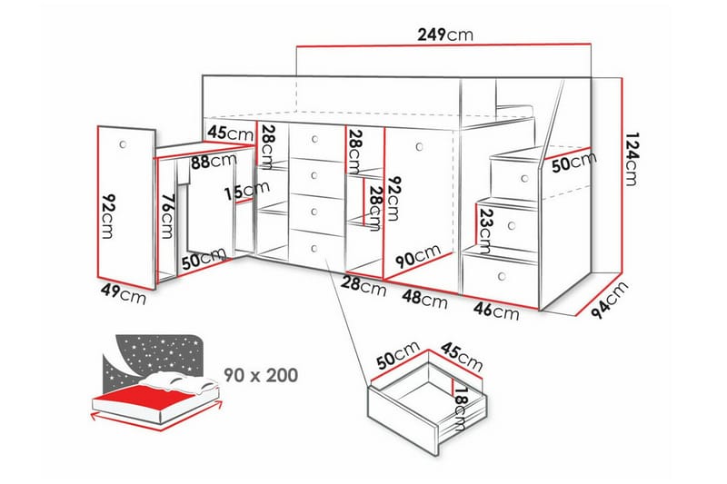 Dunvegan Juniorseng 90x200 cm - Hvid - Barneseng & Juniorseng