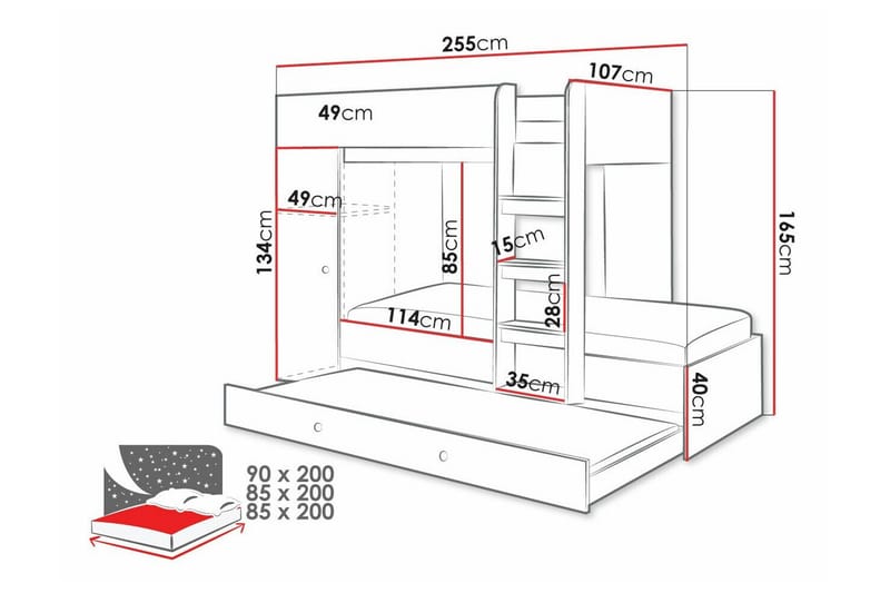 Dunvegan Juniorseng 90x200 cm - Svart - Barneseng & Juniorseng