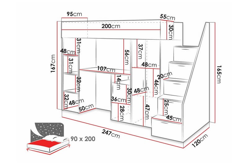 Dunvegan Juniorseng 90x200 cm - Svart - Barneseng & Juniorseng