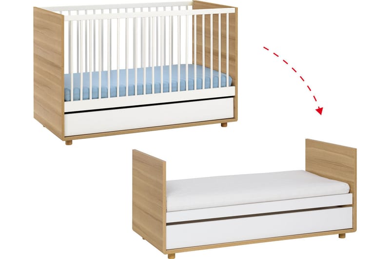 Evolve Sprinkelseng 70x140 cm Tre/Natur - Ek - Møbler - Barnemøbler - Barneseng & Juniorseng - Sprinkelseng