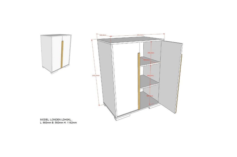Garderobe med halvhøy seng skrivebord London Hvit - Hvit - Møbler - Barnemøbler - Barneseng & Juniorseng - Køyeseng barn
