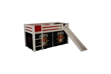 Høyseng med gardin og sklie Pino Hvit, Pirat