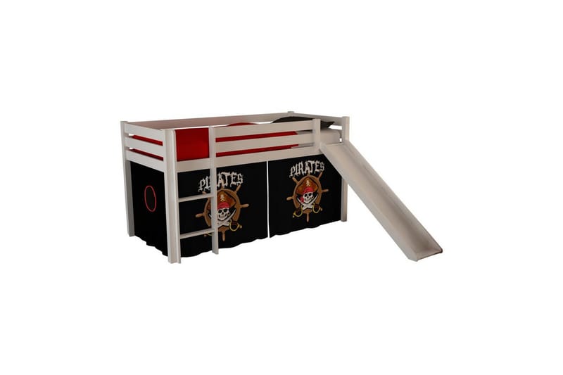 Høyseng med gardin og sklie Pino Hvit, Pirat - Hvit, Pirat - Møbler - Barnemøbler - Barneseng & Juniorseng - Loftseng barn