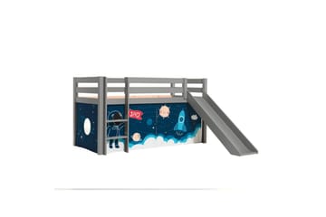 Høyseng med gardin og sklie Pino Grå, Romferge