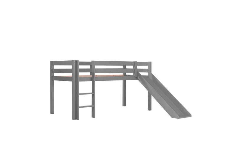 Høyseng med gardin og sklie Pino Grå, Domino - Grå, Domino - Møbler - Barnemøbler - Barneseng & Juniorseng - Køyeseng barn