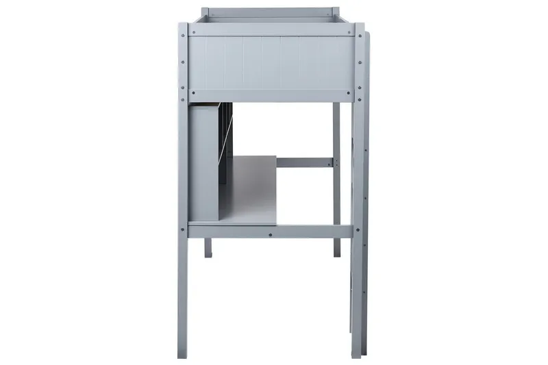 Høyseng med skrivebord Foucamont - Grå - Møbler - Barnemøbler - Barneseng & Juniorseng - Loftseng barn