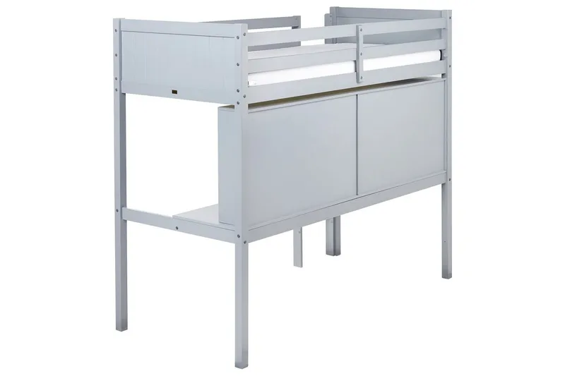 Høyseng med skrivebord Foucamont - Grå - Møbler - Barnemøbler - Barneseng & Juniorseng - Loftseng barn