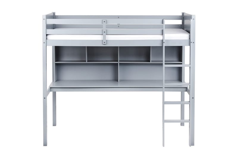 Høyseng med skrivebord Foucamont - Grå - Møbler - Barnemøbler - Barneseng & Juniorseng - Loftseng barn