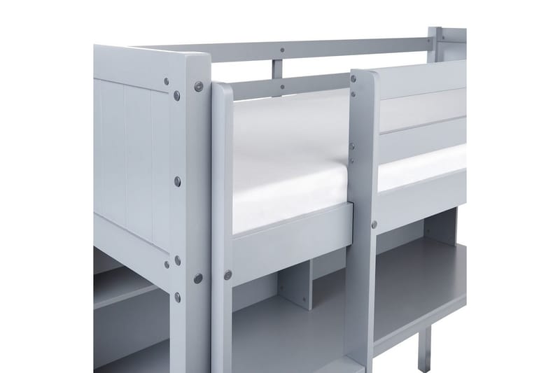 Høyseng med skrivebord Foucamont - Grå - Møbler - Barnemøbler - Barneseng & Juniorseng - Loftseng barn