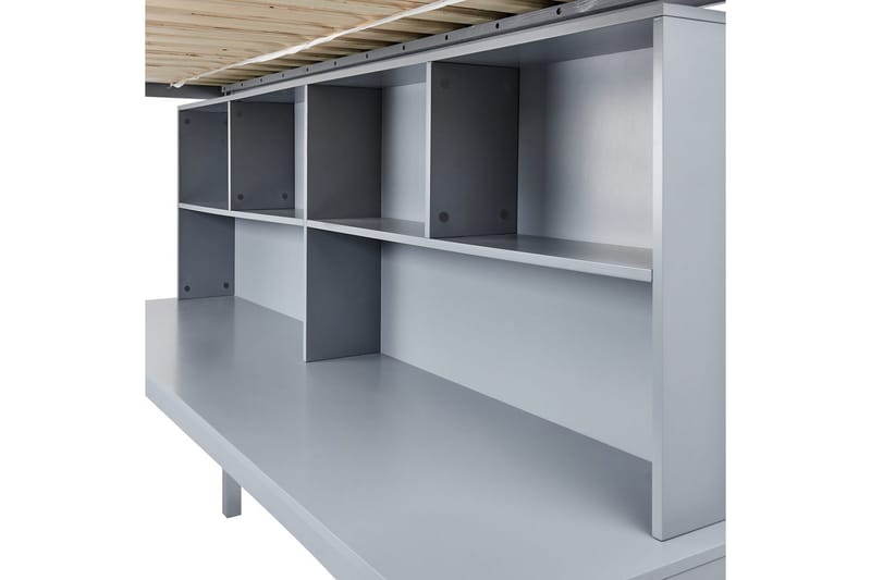 Høyseng med skrivebord Foucamont - Grå - Møbler - Barnemøbler - Barneseng & Juniorseng - Loftseng barn