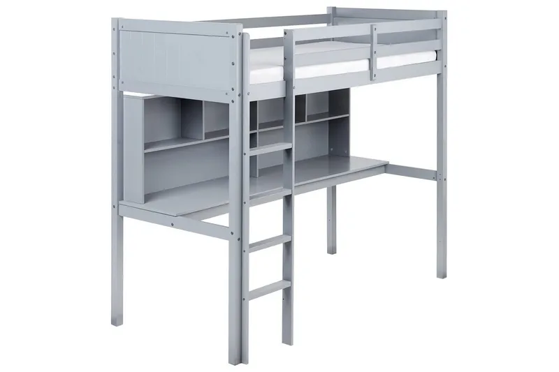 Høyseng med skrivebord Foucamont, Grå