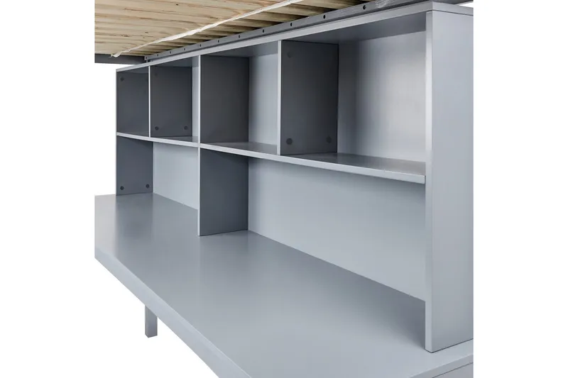 Høyseng med skrivebord Foucamont - Grå - Møbler - Barnemøbler - Barneseng & Juniorseng - Loftseng barn