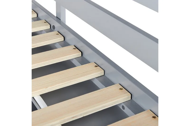 Høyseng med skrivebord Foucamont - Grå - Møbler - Barnemøbler - Barneseng & Juniorseng - Loftseng barn