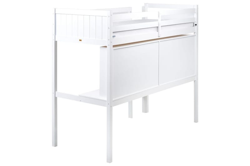 Høyseng med skrivebord Foucamont - Hvit - Møbler - Barnemøbler - Barneseng & Juniorseng - Loftseng barn