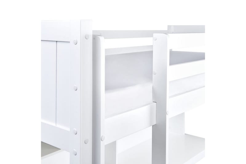 Høyseng med skrivebord Foucamont - Hvit - Møbler - Barnemøbler - Barneseng & Juniorseng - Loftseng barn