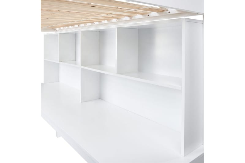 Høyseng med skrivebord Foucamont - Hvit - Møbler - Barnemøbler - Barneseng & Juniorseng - Loftseng barn