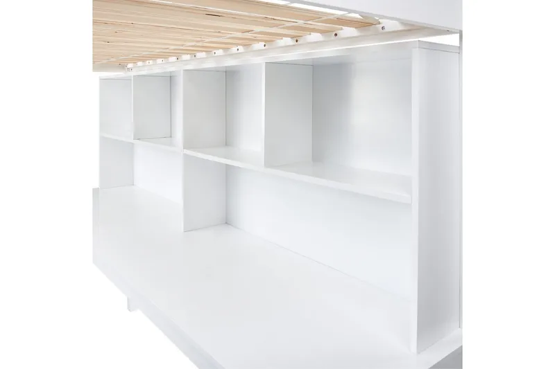 Høyseng med skrivebord Foucamont - Hvit - Møbler - Barnemøbler - Barneseng & Juniorseng - Loftseng barn
