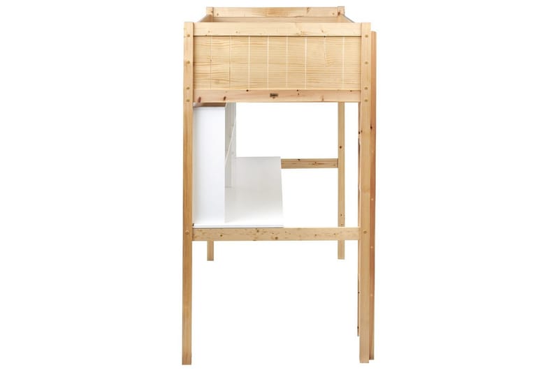 Høyseng med skrivebord Foucamont - Lyst tre, hvit - Møbler - Barnemøbler - Barneseng & Juniorseng - Loftseng barn