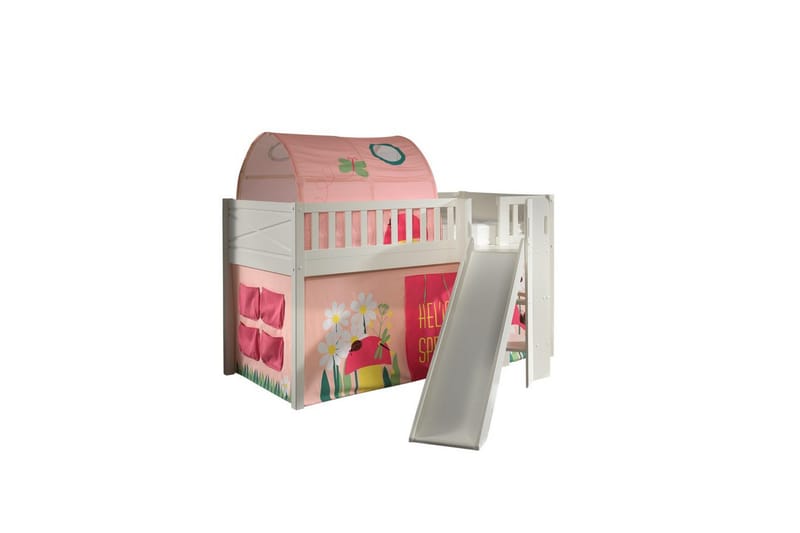 Halvhøy seng med sklie og matchende tekstilsett (lekgardin og tunnel) Scott Vår - Vår - Møbler - Barnemøbler - Barneseng & Juniorseng - Loftseng barn