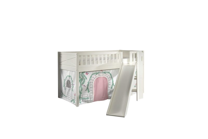 Halvhøy seng med sklie og matchende tekstilsett (lekgardin) Scott Birdy - Birdy - Møbler - Barnemøbler - Barneseng & Juniorseng - Loftseng barn